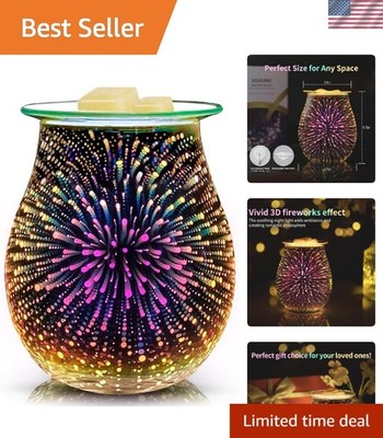 Elegant 3D Glass Electric Wax Melter - Aromatherapy & Night Light Function