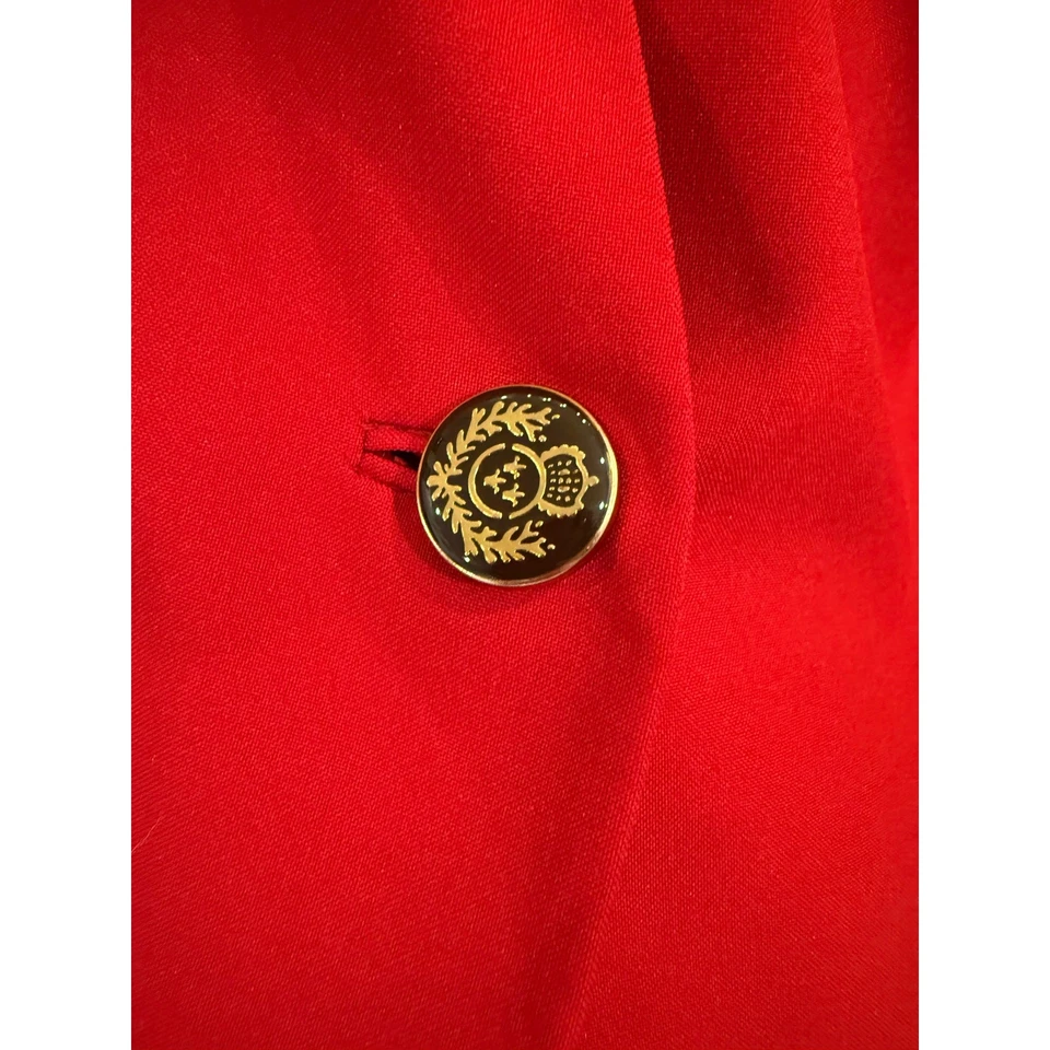 John Meyer Red Suit 16W Blazer & Skirt Set Leopard Lined Power Career Outfit - Image 2 of 4