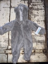Carter's Newborn Gray Fleece Hooded Lined Zip Snowsuit Polyester