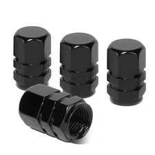 4Pcs Tire/Rim Valve Wheel Air Port Dust Cover Stems Caps Glossy Black Aluminum