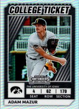 Adam Mazur 2022 Elite Extra College Ticket Holo #28 Iowa Hawkeyes Marlins RC