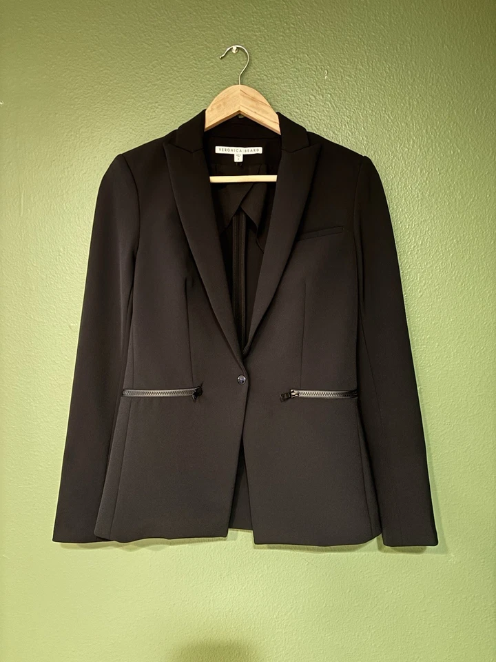 VERONICA BEARD Iconic Dickey Jacket Scuba Single Breasted Blazer Size 0 - Image 2 of 4
