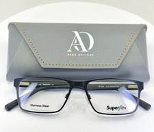 NEW SUPERFLEX SF-504 C.3 Black Unisex Square Full Rim Eyeglasses 53-16-145 B:35