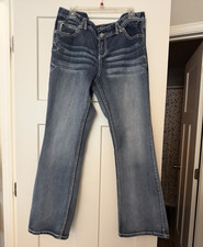 Maurices Women  s Blue Medium Wash Bootcut Stretch Denim Jeans 5-Pocket