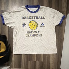 RARE Adidas Basketball National Champions Men's Graphic T-Shirt White Blue Large