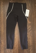 Lululemon Wunder Train HR Tight 25" Black/White Piped Leggings Pockets Sz 8