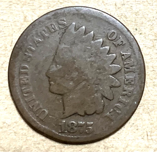 1875 Indian Head Cent Penny, Good(G), Semi-Key, Better Date