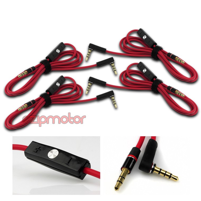 4X 4FT 3.5MM AUX REPLACEMENT CABLE RED W/CONTROL TALK IPHONE 5 4S 4 IPOD CLASSIC
