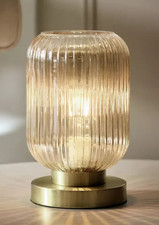 Tall Glass Battery Powered Table Lamp - Amber - NEW in open boxes