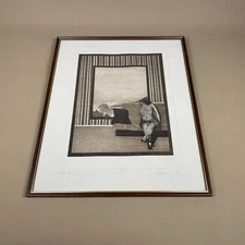 Original Etching Picture Sepia Sofia 1977 Signed Trial Proof Framed Art Print