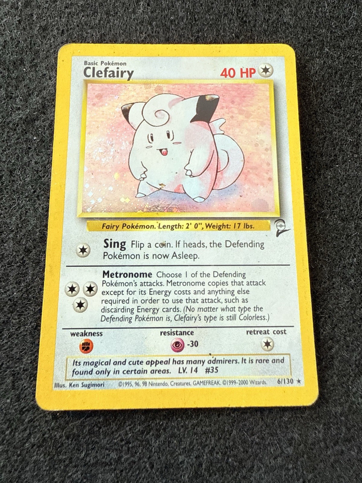 Pokemon Clefairy Holo 6/130 from Base Set 2 in DMG condition! Swirl!