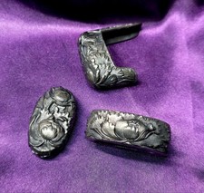 Bo Tan High Engraved Relief Sword Fittings Three Piece Fuchi Kashira Set