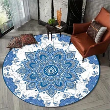100*100cm 800gm² Crystal Velvet for Lotus Mandala Round Rug Doormat - Anti-Slip