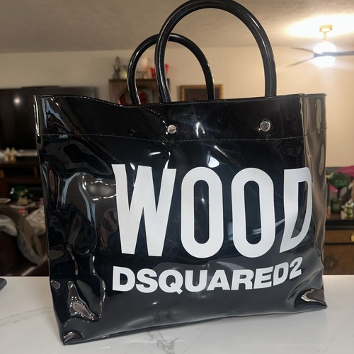 WOOD Dsquared 2 Large Black & White Lettering Jelly Tote Bag HTF Rare EUC