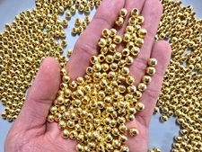 1000 PCS Gold Beads Wholesale Bulk 6 MM Gold Filled Spacer Beads Loose DIY Craft