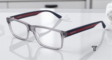 GUCCI GG0752O 003 Rectangular Grey Blue Shiny Demo Lens 56 mm Men's Eyeglasses