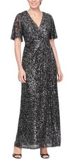 SL Fashions Long Sequined Dress Gown Women’s Size 16P Mother Of Bride Holiday
