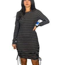 NWT Abound Black Striped Bodycon Midi Dress SIZE LARGE
