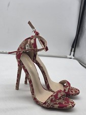 PrettyLittleThing Shoes Womens Size 6 Red Gold Stiletto Heel Ankle Strap Sandals