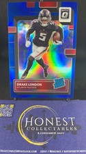 Drake London /179 (RC, SP) - 2022 Panini Optic Blue Holo Rookie SP /179 #207