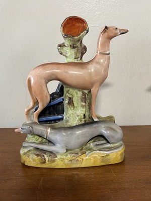 Rare Staffordshire Whippets Spill Vase