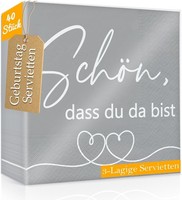 Wenmthg 40 StüCk Servietten Mit Spruch 'SchöN Dass Du Da Bist' FüR Geburtstag