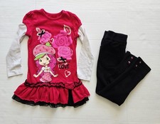 2012 Strawberry Shortcake Girls 2-Pc. Ruffle Top Pants Outfit Set Size 6