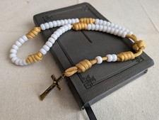 Compact, Rugged Rosary, Strong, Tough, Handmade Gold Paracord, Brass Crucifix