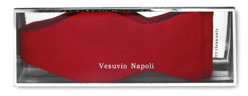 Vesuvio Napoli SELF TIE Bow Tie Solid RED Color Mens BowTie - Image 2 of 3