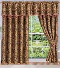 Luxury Style Jacquard Ready Made Fully Lined Pencil Pleat Curtains Pair 💕