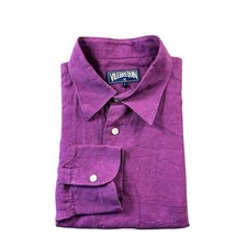 Vilebrequin Plum Purple Pure Linen L/S Men  s Button Front Size Large