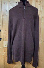 LL Bean 1/4 Zip Brown Sweater Cotton  Cashmere Blend  Men's L