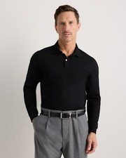Quince Men Organic Cotton Long Sleeve Pique Polo Black L