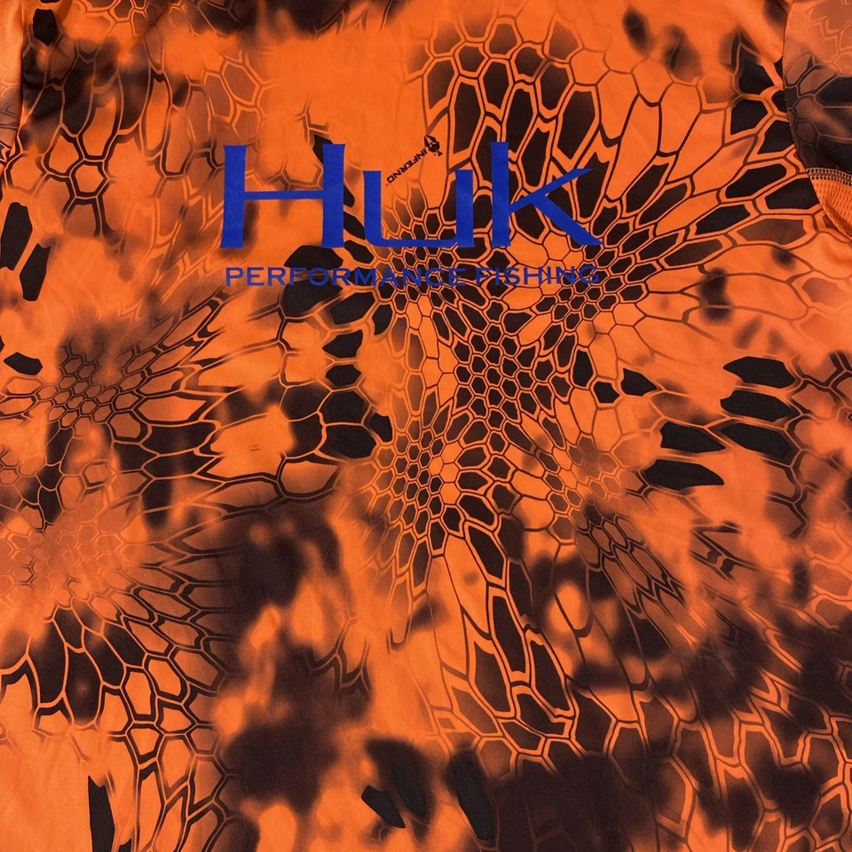 Camiseta HUK Performance Stretch Inferno para Hombre Naranja/Negro Talla Pequeña Foto 2 de 4