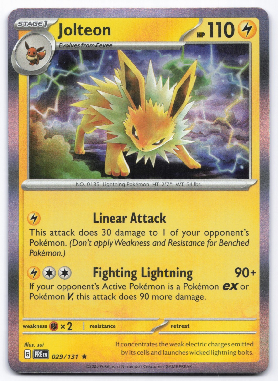 Pokémon TCG Jolteon 029/131 Holo Prismatic Evolutions NM