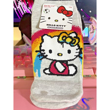 Hello Kitty No Show Socks Rainbow Gray Drip Graffiti 2023 Sanrio 1 Pack Pair