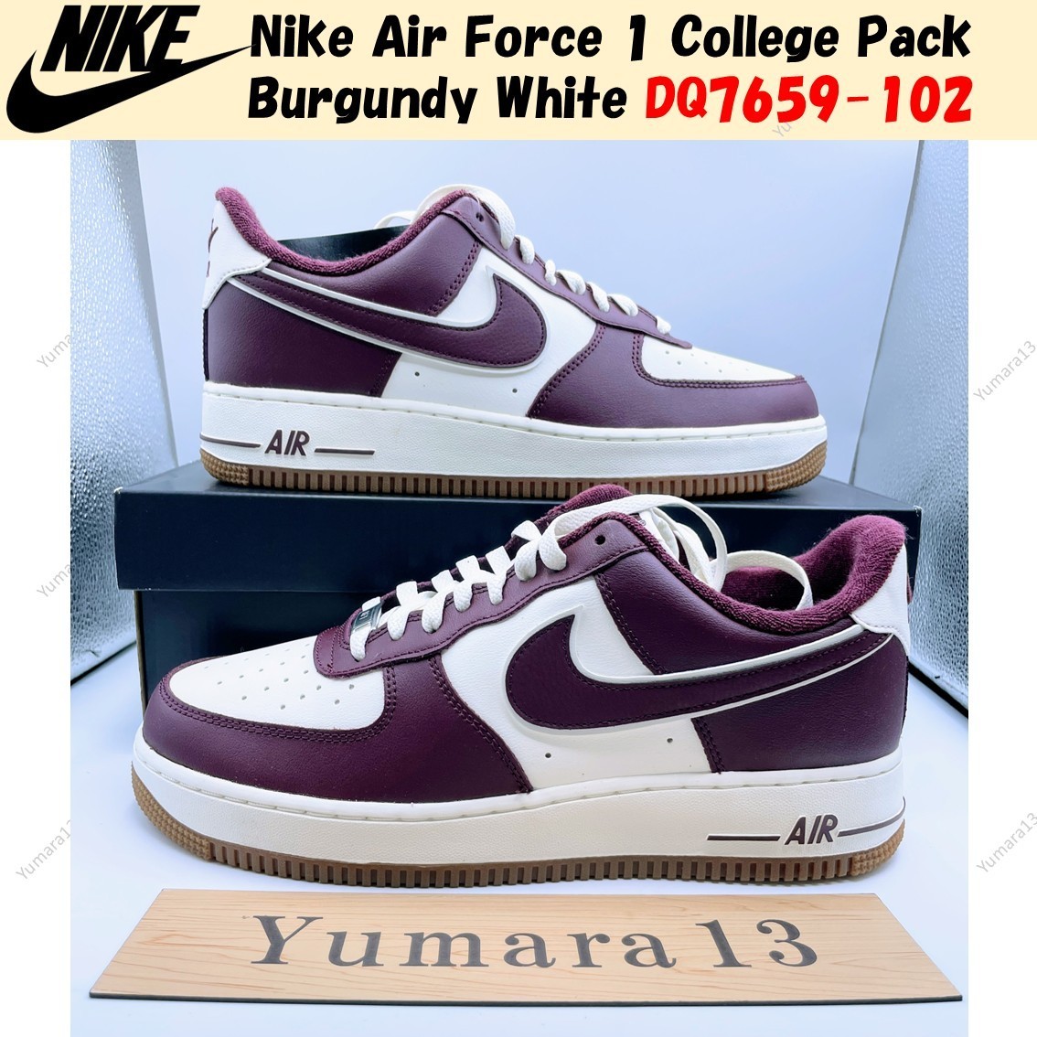 Nike Air Force 1 College Pack Burgundy White DQ7659-102 Men's Size
