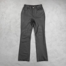 Vintage Newport News Black Leather Bootcut High Waisted Pants Fit 27 x 31