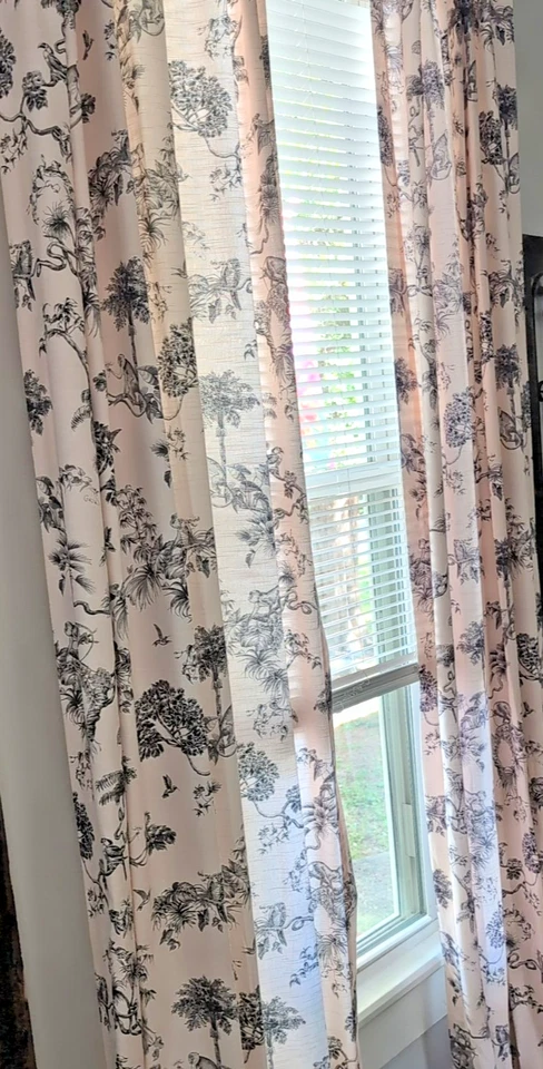 Maison d' Hermine Cortinas 100% Algodón 108" Toile Blush Bonobo 2 Paneles $110 Foto 3 de 4