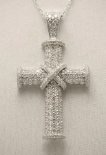 18carat 18K White Gold Diamond Set Cross Pendant 2.12ct & 16" 18ct Gold Chain
