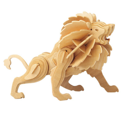 Löwe 3D Holzbausatz Säugetier Zoo Raubtier Holzpuzzle Steckpuzzle Holz Tier Bau