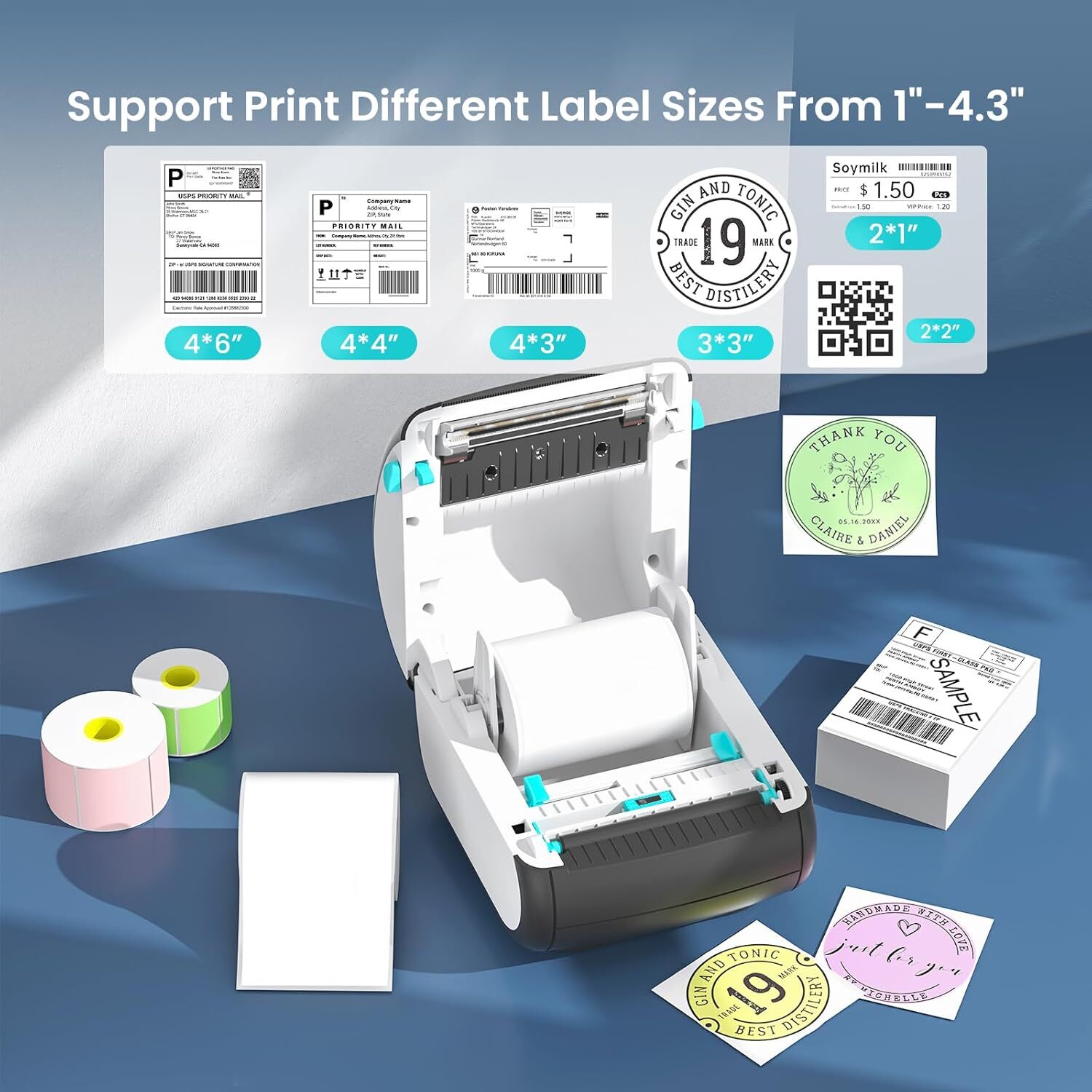 Wireless 4x6 Thermal Shipping Label Printer for Small Business & Packaging