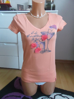 Neuwertig-Esprit T-Shirt,Größe XS ,orange,Maschinenwäsche,V-Ausschnitt,Baumwolle