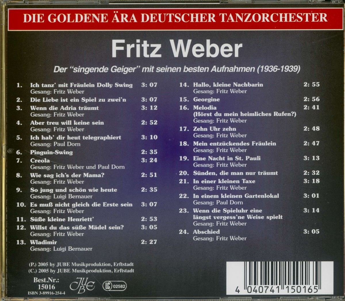 Fritz Weber - Der singende Geiger mit seinen besten Aufnahmen 1936