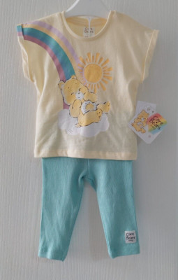 Baby Mädchen 0-3 Monate Care Bears Outfit Top & Leggings 2-teiliges Set grün gelb