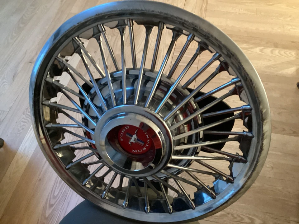 3 tapacubos de ruedas de alambre de 14" vintage para Ford Mustang 1965-1970 Foto 2 de 3