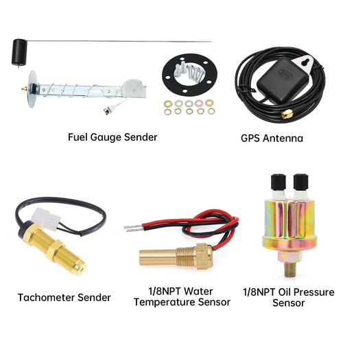 85mm GPS Speedometer 120MPH With Tachometer& 52mm Fuel Oil Temp Volt with Sensor - Picture 15 of 23