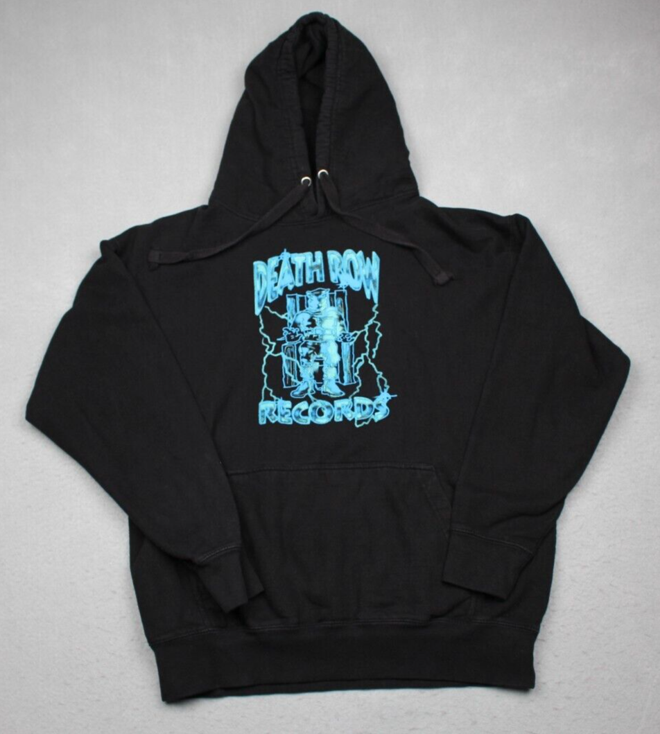 FILA Felpa con cappuccio Death Row Records adulto grande nera maglione fulmine rap
