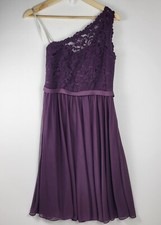 David's Bridal One shoulder Lace Burgundy Formal Bridesmaids Dress Size 4 New