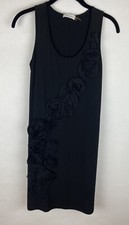 Calvin Klein Womens Dress 6 Black Shift Sleeveless Floral Stretch Lined